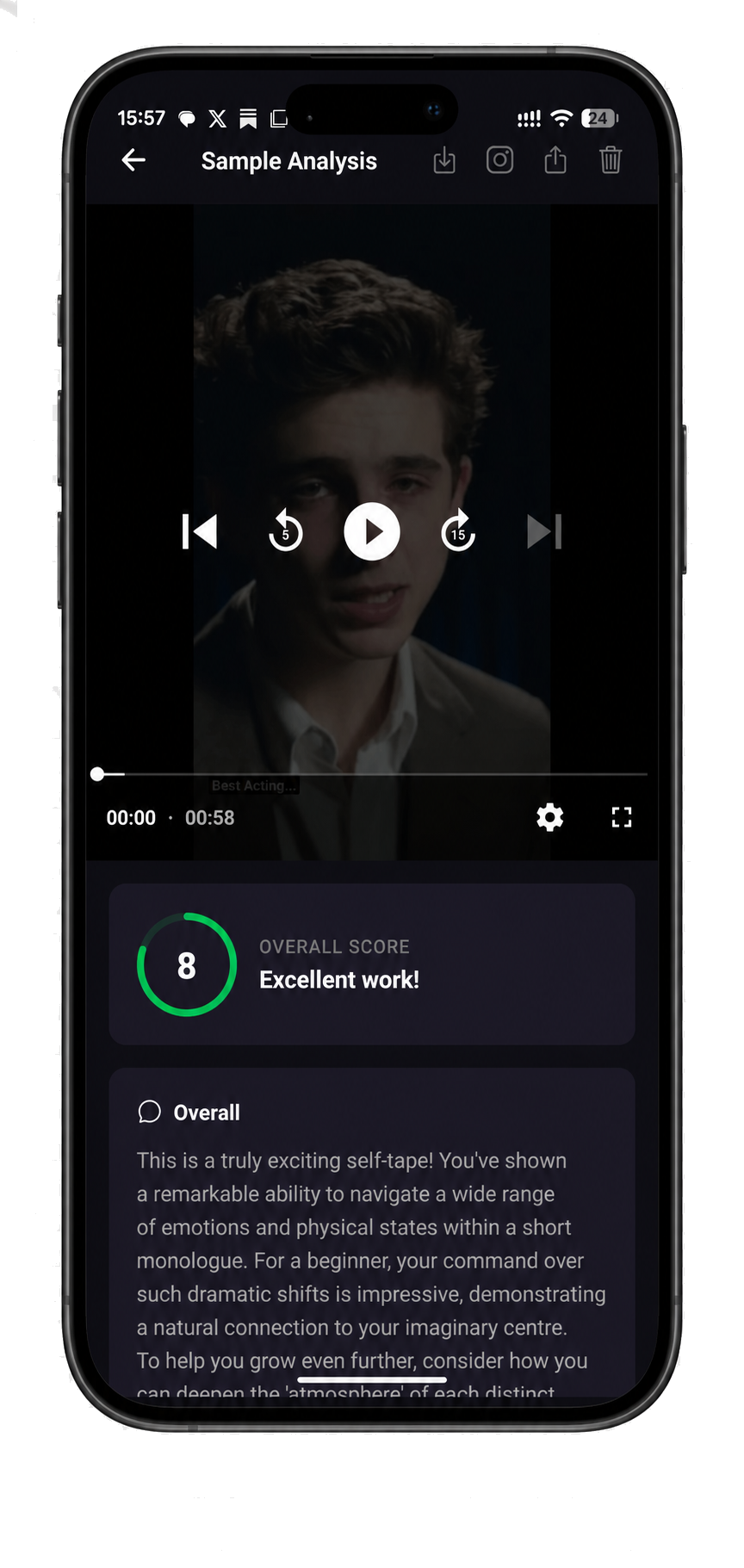 DuetMe — Sample Analysis with overall score and feedback