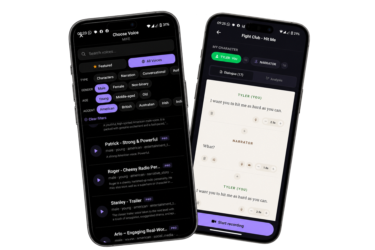 DuetMe — Choose Voice + Script editor