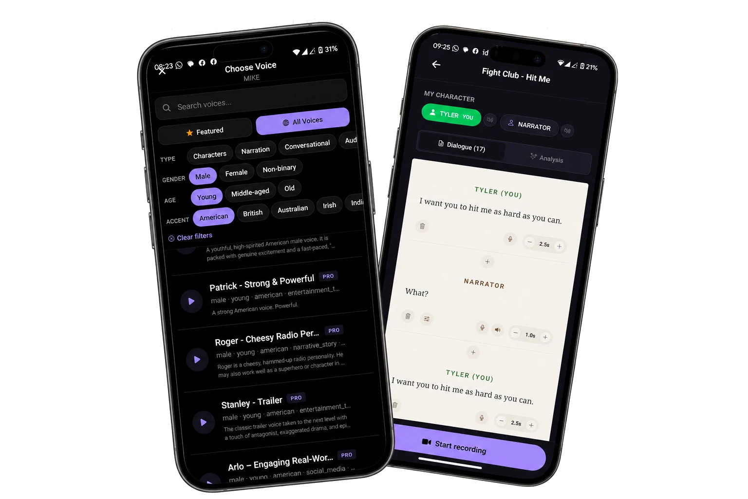 DuetMe — Choose Voice + Script editor